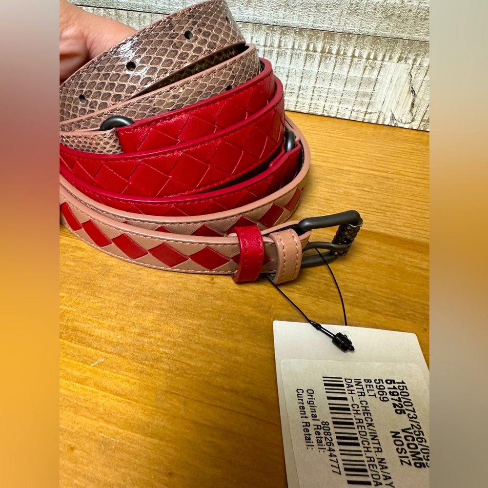 Bottega Veneta leather red belt one size